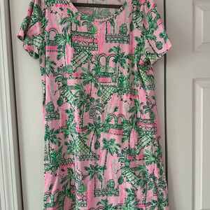 Lilly Pulitzer Cody T shirt dress print: Mandavilla pink always worth it!